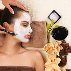 Woman having a facial done in a Waterdown beauty salon